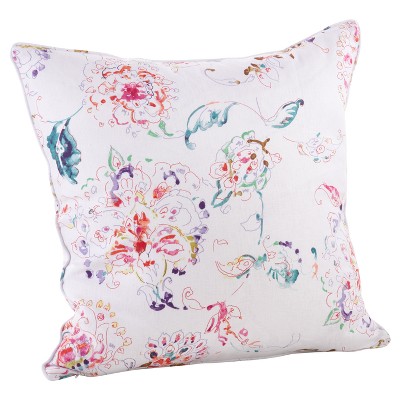 20"x20" Oversize Down Filled Floral Print Square Throw Pillow White - Saro Lifestyle