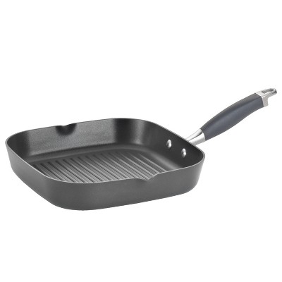 Anolon Advanced 11" Hard Anodized Nonstick Deep Square Grill Pan with Pour Spouts Gray