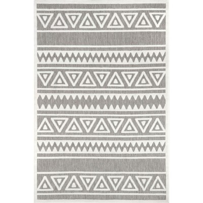 Nuloom Lanelle Geometric 8x10 Indoor/Outdoor Area Rug for Living Room Patio Deck Front Porch Kitchen, Grey/Ivory