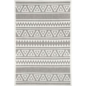 Nuloom Lanelle Geometric 8x10 Indoor/Outdoor Area Rug for Living Room Patio Deck Front Porch Kitchen, Grey/Ivory - 1 of 4