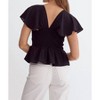 Women's Flutter Sleeve Peplum Top - entro - 4 of 4
