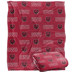 Central Washington University Logo Pattern Silky Touch Blanket White 50x60 - 1 of 4