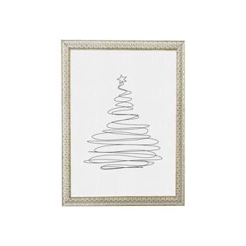8" x 10"Christmas Tree Outline White Gold Frame Wall Canvas - Petal Lane