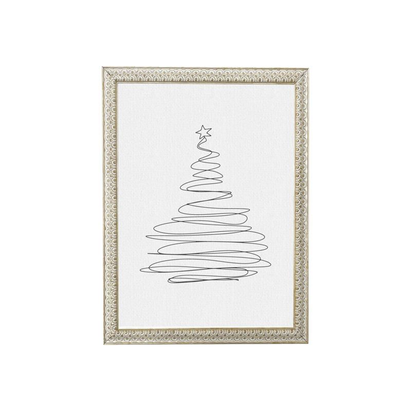 8&#34; x 10&#34;Christmas Tree Outline White Gold Frame Wall Canvas - Petal Lane, 1 of 5