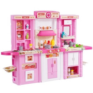 Yinvani Kitchen Playset Kids Pretend Cooking Play Toy 74 Piece Accessories - 1 of 4