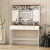 43" White Makeup Vanity Desk With Mirror And Lights, Dimmable 3 Color Modes, Bedroom Dressing Table With Hair Dryer Shelf, Drawers And Storage Space - 4 of 4