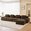 153" Corduroy L-Shaped Modular Sectional Sofa with Movable Ottoman, Pearl-Like Piping, and Tufted Design - 4 of 4
