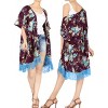 LA LEELA Women's Summer Open Front Vacation Beachwear Bathing Suit Boho Beach Duster Holiday Cover ups Cardigan XL-XXL Purple, Floral - 3 of 4
