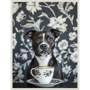 Amanti Art The Latte Loving Staffy by Mowzu  Framed Canvas Wall Art - 1 of 4
