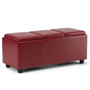 NicBex Modern Ottoman with Storage Design, Entryway Bench with 3 Flip Over Serving Trays and Large Interior Storage for Living Room, Red - 1 of 4