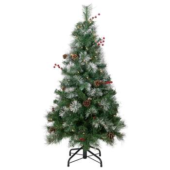 Northlight 4' Pre-Lit Frosted Carolina Berry Spruce Artificial Christmas Tree, Clear Lights