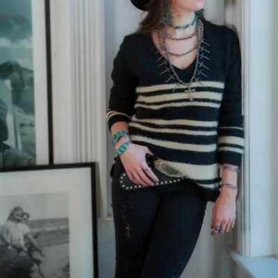 Women's Striped Pullover Sweater - TASHA POLIZZI