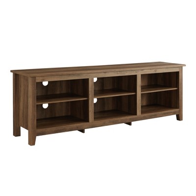 Transitional 6 Cubby Wood Open Storage Wood TV Stand for TVs up to 80"- Saracina Home