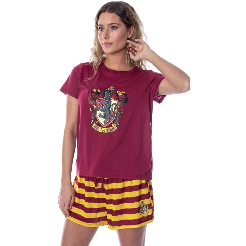 Harry Potter Women's Hogwarts Castle Shirt and Shorts Pajama Set - All 4 Houses, 1 of 7