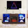 Gulches Espresso TV Stand Entertainment Center Fits TVs up to 62 in with 3D Electric Fireplace Glass Shelves Adjustable Shelves Storage Cabinets - 3 of 4