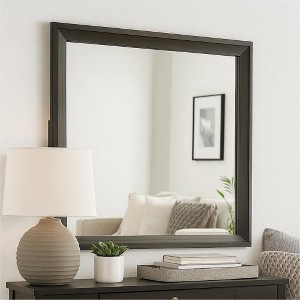 Royal Hampton Dresser Mirror, 35 Inch Bevel Edge Frame, Brown Wood - 1 of 4
