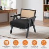 Mid Century Modern Accent Chair, Comfy Living Room Chairs with Sturdy Wood Legs, Rattan Backrest & Beige Thick Linen Cushion, Armchair (2 PCS) - 4 of 4