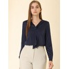 Allegra K Women's Satin Tie Neck Long Sleeve Solid Color Elegant Office Shirt - 3 of 4
