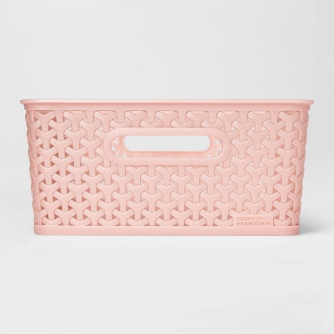 Blush Pink Y-Weave Storage Basket, Large in 2023  Woven baskets storage,  Pink storage bins, Storage baskets