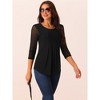 Seta T Women's Crewneck 3/4 Sleeve Pleated Casual Knit Shirts Tunic Tops - 3 of 4