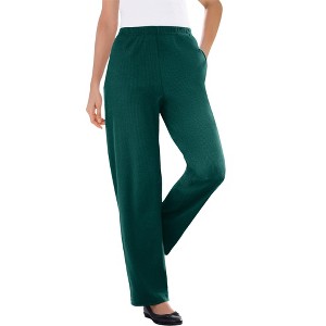 Woman Within Plus Size Petite 7-Day Knit Ribbed Straight Leg Pant - 1 of 4