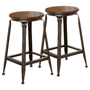 Set of 2 Addison 24" Counter Height Barstool Metal/Brown - Steve Silver Co.