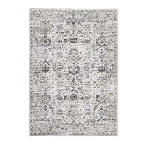 Washable Area Rug – Non-Slip Ultra-Thin Low Pile Vintage Oriental Distressed Carpet for Living Room, Bedroom, Dining, Office & Nursery, Multi-Color - 1 of 4