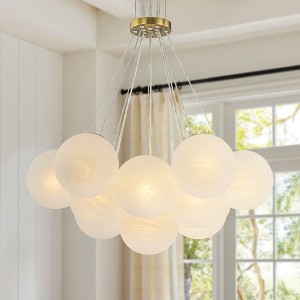 Rennnsan Nymera 25" W 13 -Light Milk Glass Dimmable Classic Bubble Chandelier in White - 1 of 4