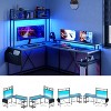 Spacious L-Shaped Gaming Desk with Customizable RGB Lights & Charging Options – Ideal for Comfort & Efficiency, Black - 3 of 4
