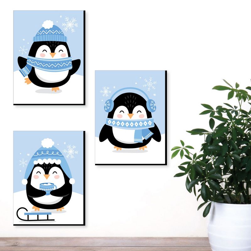 Big Dot of Happiness Winter Penguins - Holiday Nursery Wall Art and Christmas Home Decor - 7.5 x 10 inches - Set of 3 Prints, 2 of 8