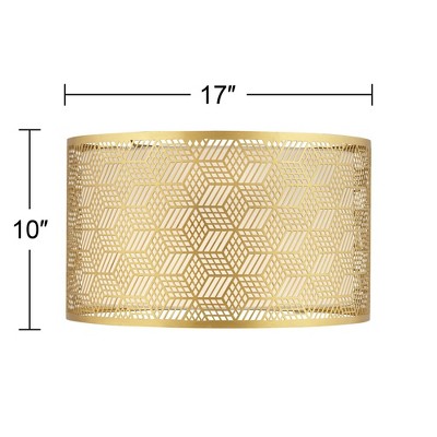 Gold Finish Laser Cut Metal Drum Lamp Shade