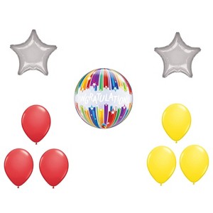 LOONBALLOON Graduation Grad Theme Balloon Set, 22 Inch Congratulations Shooting Stars Bubble Balloon, Star Foil and 6x Latex Balloons - 1 of 1