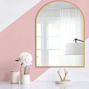 Yetta 36"X24" Arched Wall Mirror Arched Vanity Mirror Metal Frame Wall Mounted Cosmetic Mirror Entryway Wall Mirror-The Pop Home - 1 of 4
