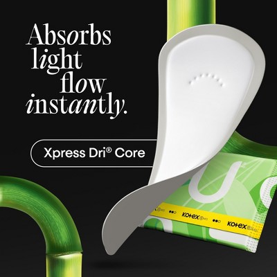 Kotex Bamboo Folded & Wrapped Regular Liners - 66ct
