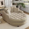 Chenille Chaise Lounge Sofa,Tufted Oversized Round Seat with Removable Pillows,Curved Cushion Back Lounge Sofa for Living Room-Coolbibila - 2 of 4