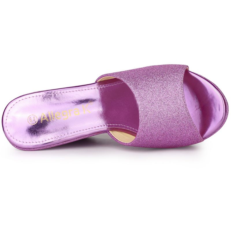 Allegra K Women's Glitter Platform Slip-on Wedge Heels Sandals, 4 of 7