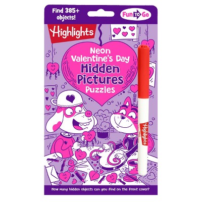 Neon Valentine's Day Hidden Pictures Puzzles - (Highlights Fun to Go) (Paperback)