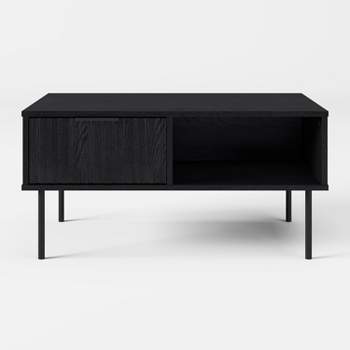 Lysander Fluted Coffee Table with Drawer Black - CorLiving