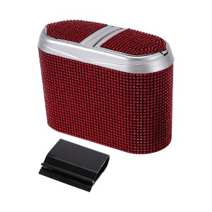 Unique Bargains Car Trash Can Hanging Car Door Rhinestone Plastic Trash Bin Red Black 1 Pcs - 1 of 4