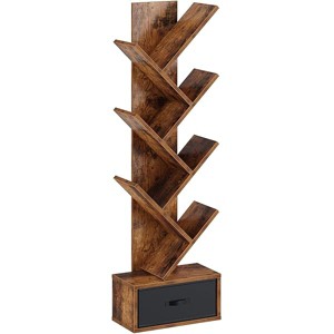 Greenstell Tree Shape Bookshelf - Narrow Floor Standing Bookcase with Cabinet Storage for Living Room/Bedroom/Home Home Decor - 1 of 1