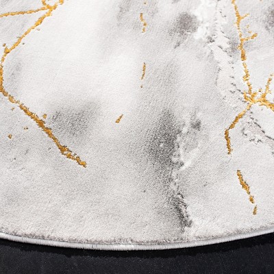 Craft Gray and Gold Round Synthetic Marble Area Rug