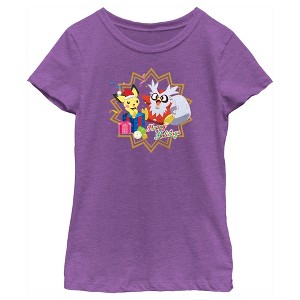Girl's Pokemon Christmas Pikachu and Delibird Happy Holidays T-Shirt - 1 of 4