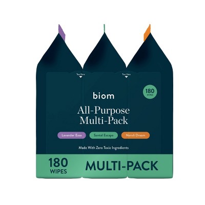 Biom Plant Based Refillable All Purpose Wipes Variety - 3pk/180ct