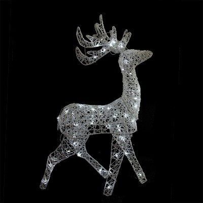 Brite Star 52" LED Lighted Elegant White Glittered Reindeer Christmas Outdoor Decoration