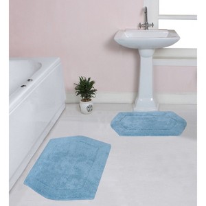 Waterford Collection Tufted Bath Rug, Extra Soft and Absorbent, Non-Slip Bath Mats, Machine Washable bath rugs for Bathroom, 2 Piece Set, Blue - 1 of 4