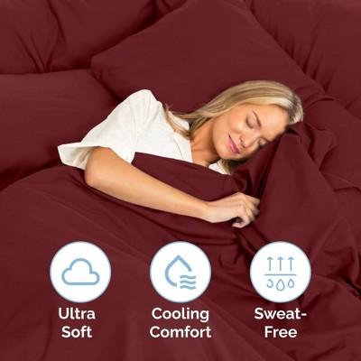 Burgundy California King Microfiber 4-Piece Bed Sheet Set