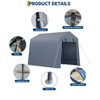 Outdoor Storage Shed 7x12 FT Carport with Roll-Up Zipper Door & Window, Waterproof & UV Resistant Portable Garage for Motorcycle, Bike, and Tools - 3 of 4