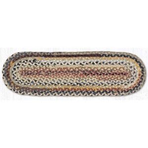 Earth Rugs Handcrafted Random Multi-Color Oval Jute Stair Tread – 27"x8.25" - 1 of 3