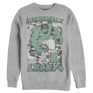 Men's Marvel Hulk St. Patrick's Day Comic Incredibly Lucky Sweatshirt - 1 of 4