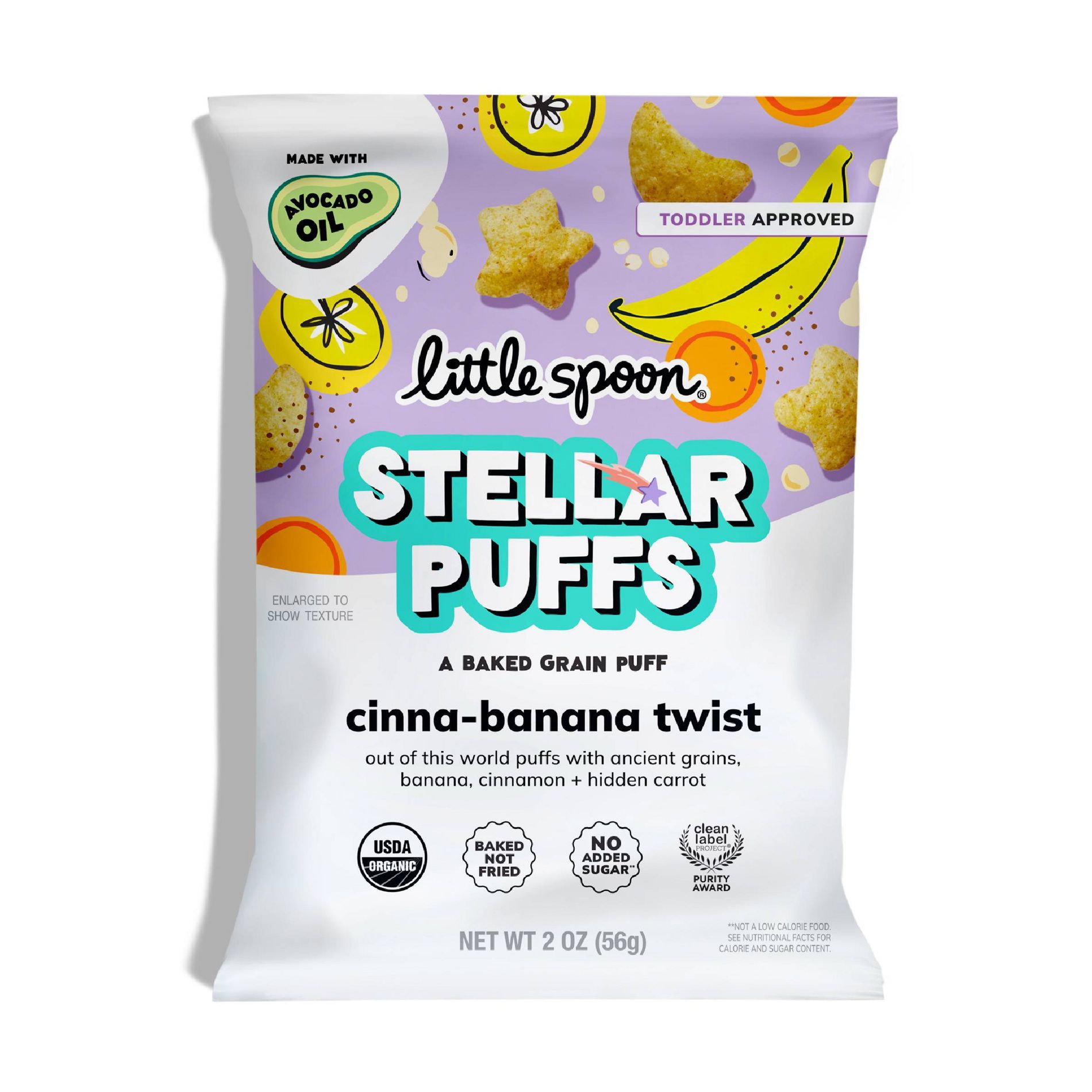Little Spoon Organic Cinna-Banana Twist Stellar Puffs Toddler Snack - 2oz: Age 12 Months+, Ready to Eat, Bag